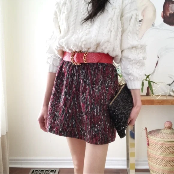 Elastic waist tweed skirt top